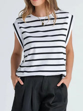 Womens Striped Sleeveless Top Rayon Blend