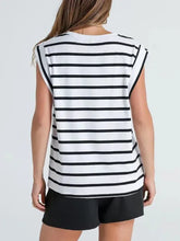Womens Striped Sleeveless Top Rayon Blend Woman T Shirts