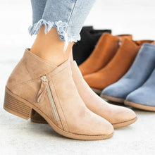 Women's Suede Ankle Boots with Side Zipper