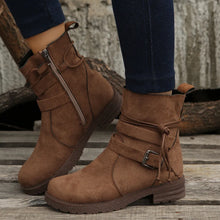 Womens Suede Low Heel Ankle Boots Black and Brown