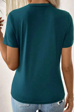 Womens Teal Short Sleeve Geometric Seam T Shirt