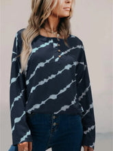 Womens Tie-Dye Long Sleeve Shirt with Decorative Button