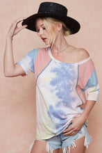 Women's Tie-Dye Printed Color Block T-Shirt