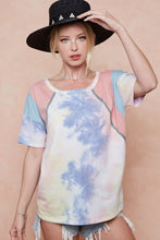 Women's Tie-Dye Printed Color Block T-Shirt