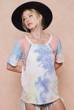 Women's Tie-Dye Printed Color Block T-Shirt