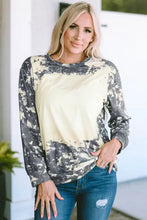 Women’s cream and black tie-dye round neck long sleeve shirt