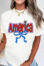 Womens White America Bow Patriotic T Shirt Woman T Shirts