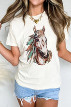 Women's White Horse Graphic T-Shirt in Stretch Fabric