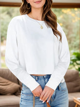 Womens White Long Sleeve Basic Cropped Sweatshirt White