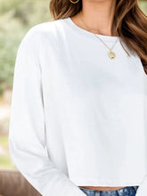 Womens White Long Sleeve Basic Cropped Sweatshirt