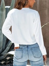 Womens White Long Sleeve Basic Cropped Sweatshirt