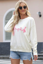 Womens White Long Sleeve Bride Sweatshirt with Pink Lettering