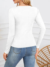 Womens White Long Sleeve V Neck Stretch Top