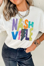 Womens White Nashville Graphic Sequin T Shirt White