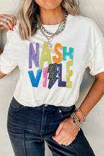 Womens White Nashville Graphic Sequin T Shirt Woman T Shirts