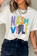 Womens White Nashville Graphic Sequin T Shirt Woman T Shirts