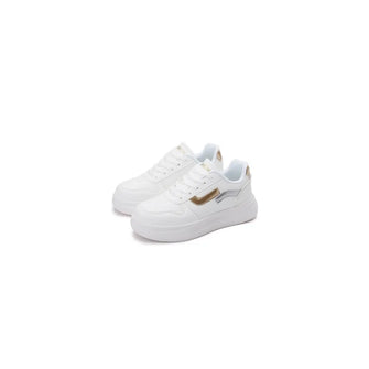 Women's White Platform Fashion Sneakers Gold
