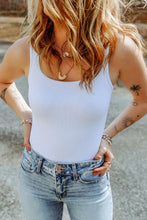 Womens White Ribbed Tank Bodysuit Basic Style White
