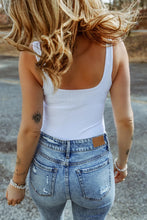 Womens White Ribbed Tank Bodysuit Basic Style