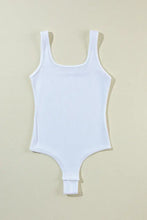 Womens White Ribbed Tank Bodysuit Basic Style Woman Bodysuits