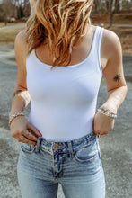 Womens White Ribbed Tank Bodysuit Basic Style