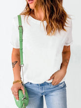 Womens White Rolled Sleeve Cotton T Shirt White