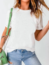 Womens White Rolled Sleeve Cotton T Shirt