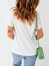 Womens White Rolled Sleeve Cotton T Shirt