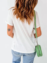 Womens White Rolled Sleeve Cotton T Shirt Woman T Shirts