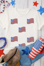 Women’s White Sequin T-Shirt with American Flag Design