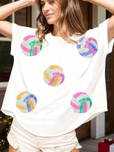 Women's White Sequin Volleyball Graphic T-Shirt White Woman T Shirts
