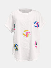 Women's White Sequin Volleyball Graphic T-Shirt