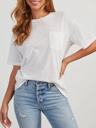 Womens White Short Sleeve Pocket T Shirt White