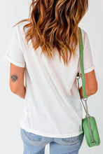 Womens White Stars and Stripes Rolled Sleeve Graphic Tee