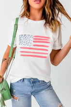 Women's White T-Shirt with American Flag Graphic Woman T Shirts