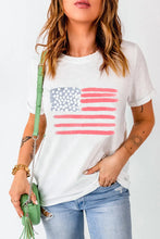 Women's White T-Shirt with American Flag Graphic