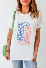 Womens White T Shirt with Cowboy Boot Graphic