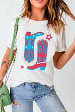 Womens White T Shirt with Cowboy Boot Graphic
