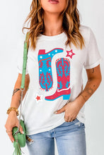 Womens White T Shirt with Cowboy Boot Graphic