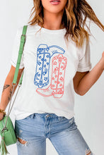 Womens White T Shirt with Cowboy Boot Graphic