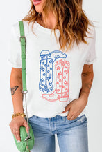Womens White T Shirt with Cowboy Boot Graphic