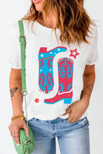 Womens White T Shirt with Cowboy Boot Graphic Woman T Shirts