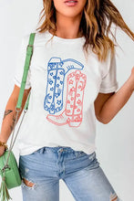 Womens White T Shirt with Cowboy Boot Graphic Woman T Shirts