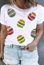 Womens White T Shirt with Easter Egg Pattern