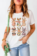 Womens White T Shirt with Floral Bunny Print White Woman T Shirts