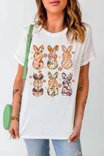 Womens White T Shirt with Floral Bunny Print