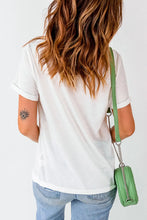 Womens White T Shirt with Floral Bunny Print