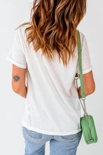 Womens White USA Bow Design T Shirt with Green Purse