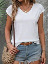 Women's White V-Neck Polyester T-Shirt White Woman T Shirts