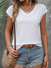 Women's White V-Neck Polyester T-Shirt White